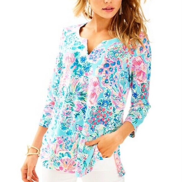 Lilly Pulitzer Justina Tunic in Gypsea Serene Blue - Picture 1 of 7
